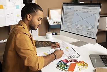 Imagen de gráficos con estadísticas y palabras clave sobre un fondo abstracto